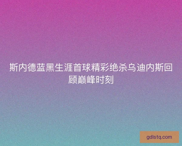 斯内德蓝黑生涯首球精彩绝杀乌迪内斯回顾巅峰时刻