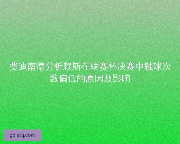 费迪南德分析赖斯在联赛杯决赛中触球次数偏低的原因及影响